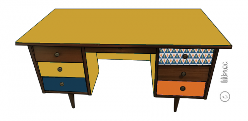 Bureau vintage Raoul croquis 3